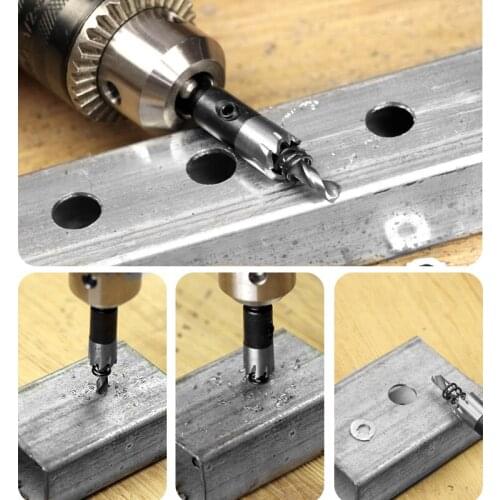 HOEN 5pcs High Speed Steel Core Drill Bit with L-type Wrench Woodworking Serrated Drill Bit 16/18.5/20/25/30mm Hole Saw Set