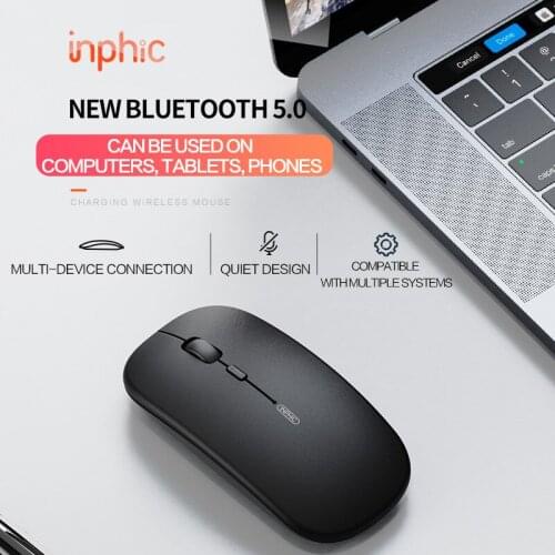 Inphic Mute Wireless 5.0 Bluetooth Mouse Office Computer Mouse Support Multiple Systems 500 mah Large-Capacity Lithium Battery