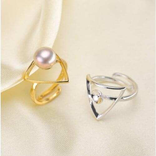 2 color Pearl Ring Mountings Ring Findings Adjustable Ring Setting Jewelry Parts Fittings Charm Accessories Silver Jewellery
