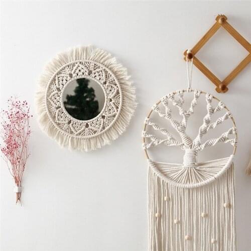 Nordic Boho Style Round Tapestry Tassel Decor Handmade Cotton Linen Handicraft Bohemian For Living Room Indoor Chic Design