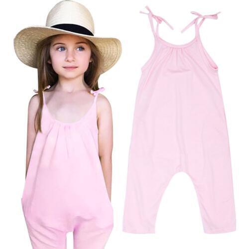 Summer Kids Girls Suspenders Overalls Children Baby Toddler Girl Sleeveless Bodysuits Jumpsuit For 1-6 Y Infant Kids Clothing