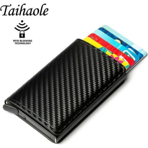 Anti-theft Men Credit Card Holder Carbon Fiber Leather Unisex Wallet Rfid Card Holder For Women Aluminum Purse Men Bank Travel