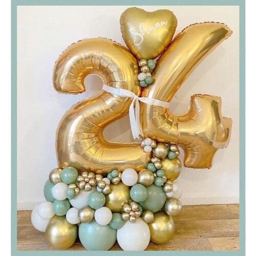 Golden Number Balloon Set Silver Number Balloon Set 18 20 30 40 50 60 70 80 90 Years Old Adult Birthday Party Decorations Globos