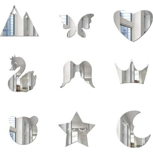 1Pcs Nordic Acrylic Cartoon Wall Mirror Sticker For Home Bathroom Kids Room Creative Art Home Decoration Frame Stickers Mirror