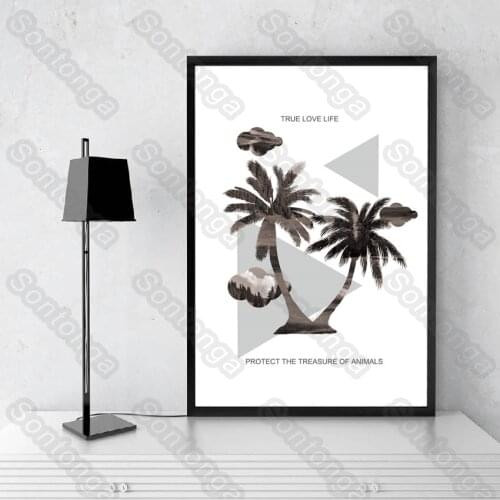 Wall Posters Aesthetic Stickers Simple Light Luxury Deer Tree Bedside Flower Stickers Living Room Background Three piece