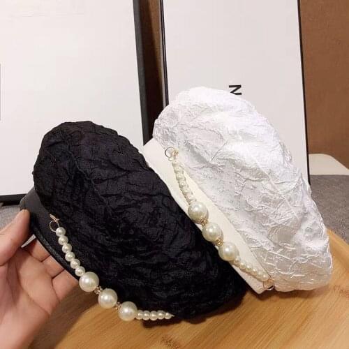 2021 New Autumn Winter Berets Hat For Women Fashion British Retro Painter Hat Korean Fashion Cute Girl Black White Pumpkin Hat