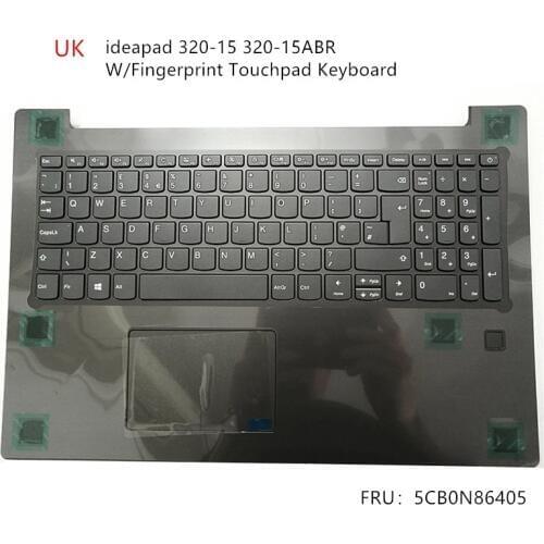 New For Lenovo ideapad 320-15 320-15ABR Palmrest Case Keyboard Bezel Cover Fingerprint Touchpad UK 5CB0N86405 Grey