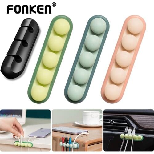 New Pea Cable Organizer 4 Clips Silicone Cable Holder In Car Desktop Glue Wire Winder Usb Charge Mouse Earphone Cord Mannagement