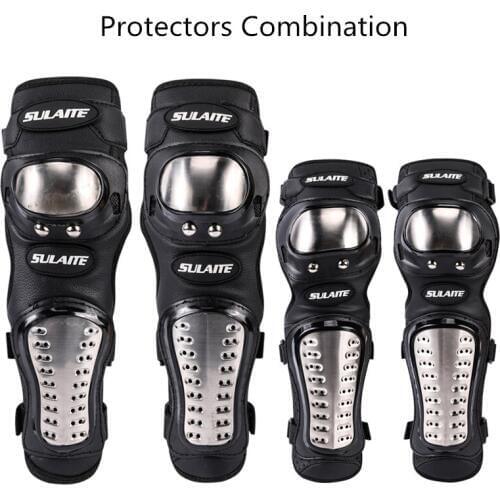 One Set Unisex Outdoor Sports Knee & Elbows Protectors Moto Cross Motorcycling PC+EVA Protection Accessories Combination