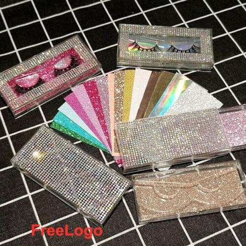 Wholesale Empty Diamond Lash Box Bling Glitter Mink Eyelash Case without Eyelashes lash boxes packaging makeup free logo