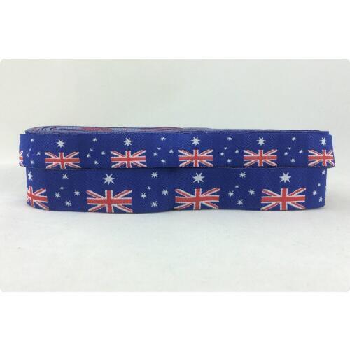 Wholesale 5/8"+7/8"(16mm+22mm 20y/lots) Polyester Australian flag Woven Jacquard Ribbon For Dog Collar Dark blue ribbon