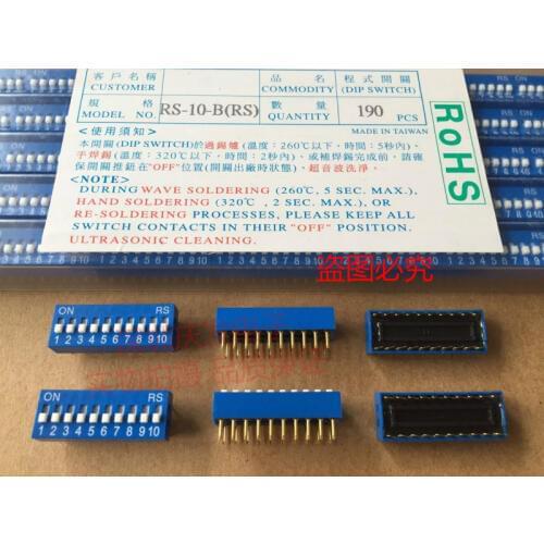 Original new 100% RS-10-B 10-bit 10P 2.54mm foot-pitch dial switch code switch blue gold plating