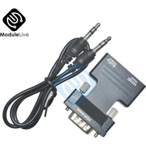 HDMI to VGA Adapter Converter HDMI Female to VGA Male Audio Cable Video Converter 1080P for PC Laptop TV Monitor Projector