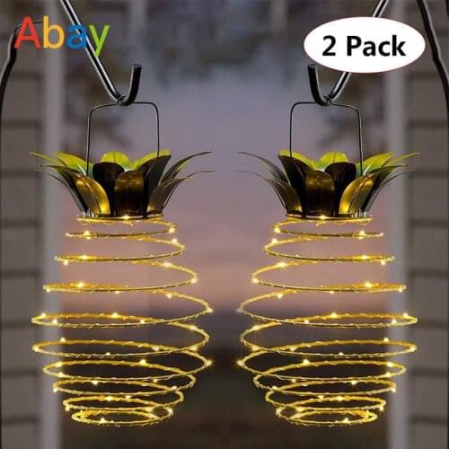 Solar Wrought Iron Pineapple Lamp Outdoor Courtyard Decoration Hand Lamp Landscape Light Led Copper Wire String Decor for Indoor