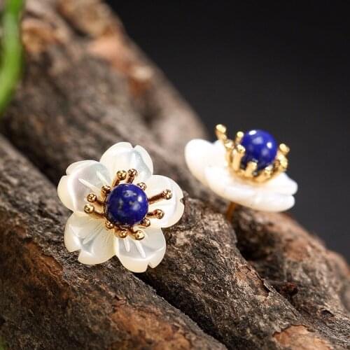 L&P Nutural Lapis Pure 925 Sterling Silver Plum Stud Earrings For Women Earrings Fine Jewelry Wholesale