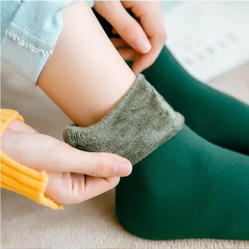 Winter warm women thickened warm wool cashmere snow socks seamless velvet boots floor sleeping socks men cute socks