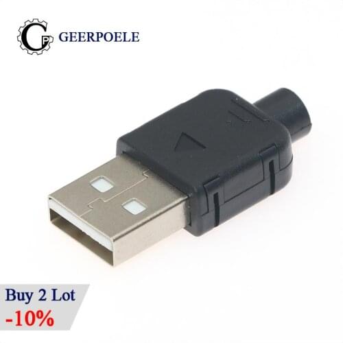 10 pcs/lot Male USB Type A 4P Black snap-on triangle Connectors Plastic Shell USB Connector Jack Tail Plug Sockect