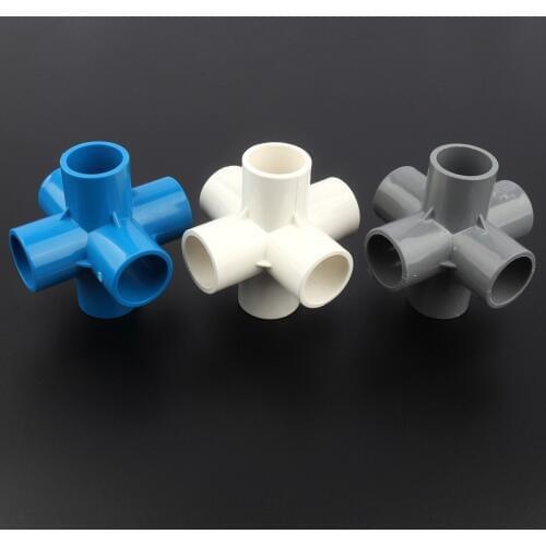 20pcs/lot 20mm PVC Joints 6ways Stereo Water Pipe Connector Drip Irrigation Garden Water Connectors Aquarium Tank Tube Adapter