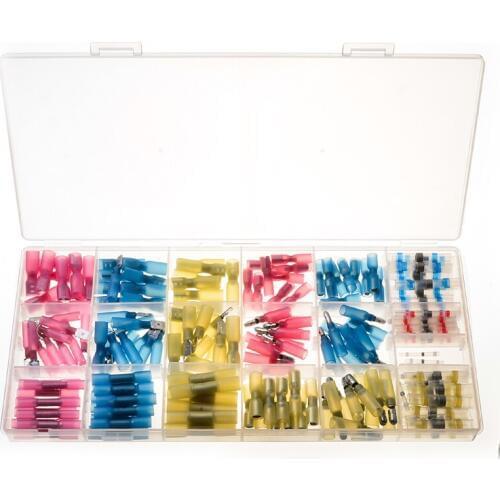 200PCS High Quality Waterproof Seal Soldering Sleeve Electrical Insulatted Heat Shrink Butt Connectors Kit With Box
