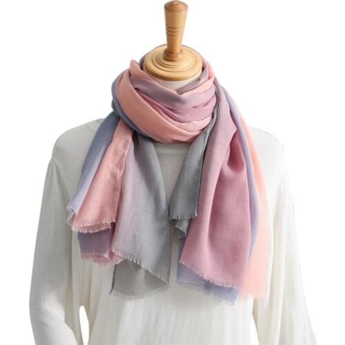 2020 Summer Soft Gradient Color Scarves Shawls Lady Long Beach Plain Fring Scarf Wrap Hijab Muffler 4 Color Free Shipping