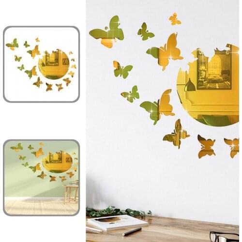 3D 1 Set Premium Sticky Mirror Wall Decor Delicate Wall Decals Self-Adhesive for Hallway