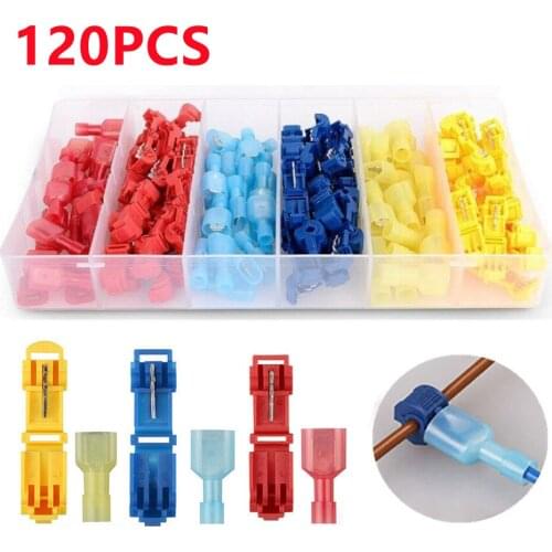 60/120PCS T Tap Electrical Connector Quick Splice Electrical Wire Terminals Connectors Insulated Male Female Splice Terminal