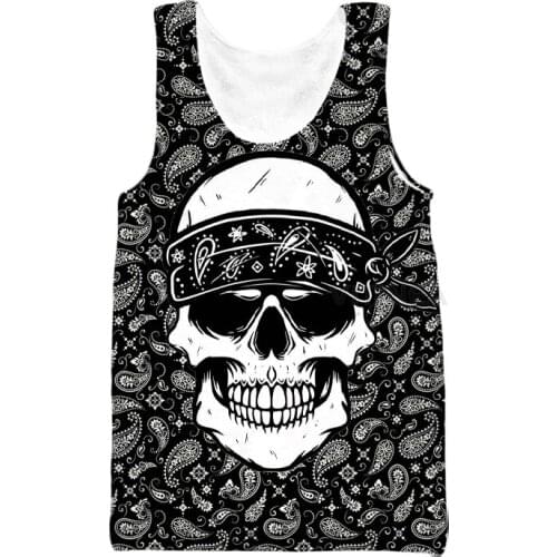 New Fashion Bandana Vest Mens 3d Print Skull Paisley Sleeveless Men Women Custom Tank Top V16