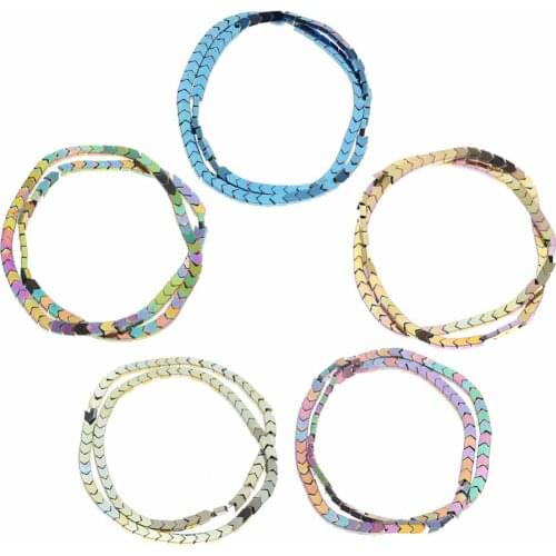 5colors Natural Stone Hematite Beads Bright Hexagon shape Plated 4mm beads for DIY Necklace Bracelet Jewelry Making Accessories