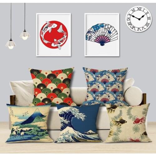 Japanese Retro Style Cushion Cover Decorative Pillowcase for Office Home Decor Throw Pillow Sofa Pillow Cover