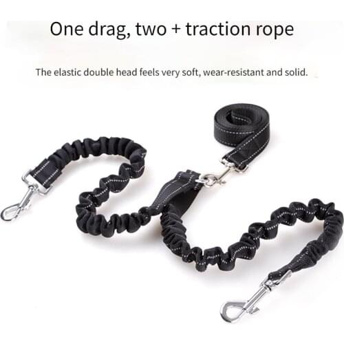 Dog Leash Double-headed Dog Pull Rope Telescopic Dog Rope Pet Belt Buffer One Drag Two Traction Rope Dog Harness