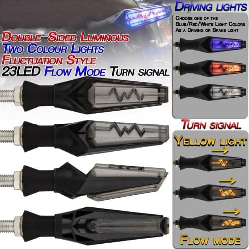 Motorcycle Electrocardiogram Wave LED Flowing Water Turn Signals Arrow Amber Lamp Double-sided Flashing Directional Indicators