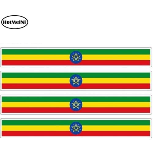 HotMeiNi 13cm x 1.7cm 4pcs Car Stripe Motorcycle Racing Flag Sticker Car Window Decal Bike Moto Tuning Ethiopia Car Stickers