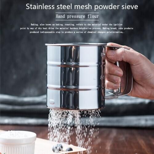 KONCO Stainless Steel Powder Cocoa Shaker Sieve Cup,Baking Flour Sifters,Mesh Crank Flour Sifter for Flour Icing Sugar