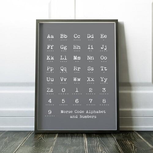 Morse Code Alphabet and Number Canvas Prints Nursery Art Black White Poster Kids Room Wall Art Painting Boys Girls Room Decor
