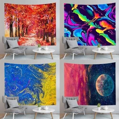 Painting Print Tapestry Yoga Mat Wall Hanging Home Decor Bedspread Blanket 4 Sizes Carpet