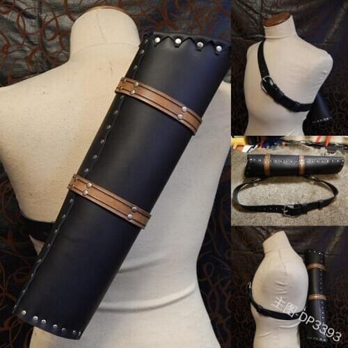 Steampunk Shoulder Back Quiver Arrow Holster For Medieval Bowman Archer LARP Costume Nomad Horseback Archery Accessory Leather