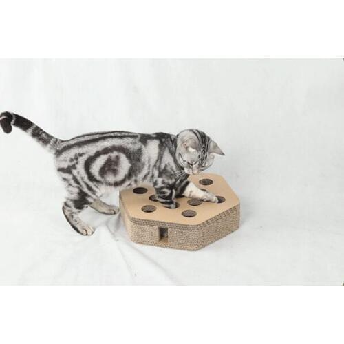 HEXA shape Cat Scratcher Fat Cat Bed Cardboard Paper High Quality Scratching Pad with funny toys