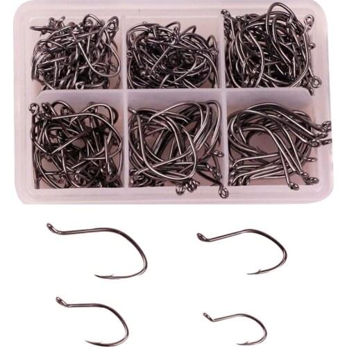 220pcs/set Mixed size 2#/4#/6#/8#/10# Carbon Steels Fishing Hooks Set with Box Fishing Tackle Tools Barbed Fishhooks