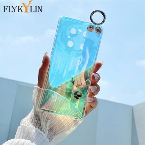 Laser Rainbow Wrist Strap Phone Cases For iPhone 12 Pro Max 11 Pro Max X XS XR 7 8 Plus SE 2020 Clear Soft Silicone Holder Cover