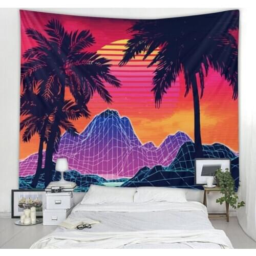 Summer coconut wall hanging coconut tree tapestry Bohemian hippie tapestry decoration