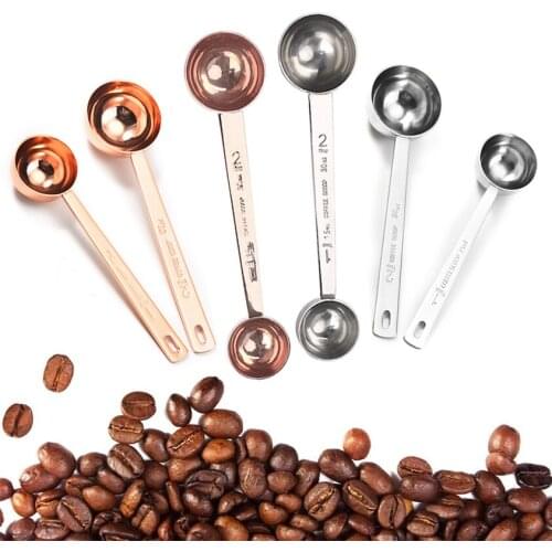 Stainless Steel Coffee Measuring Spoon - Tea Measuring Scoop with Long Handle Rose Gold Sugar Spice Tablespoon Measure Spoon