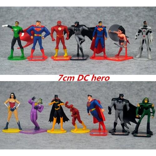 Tiny Anime Figure Decor Justice League Figure 7cm DC Joker Superman Batman Model Green Lantern Batgirl Wonder Woman Cyborg Toys