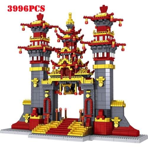 Taishan Nantian Gate Architecture Model Micro Building Block City Street View Mini 3D Diamond Bricks Children Educational Toys
