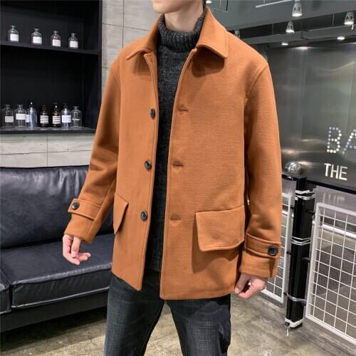 Fashion Business Medium Solid Thicken Slim Windbreaker Overcoat Jacket Winter Mens Casual Wool Trench Coat Male Plus Size 5XL