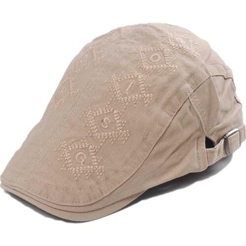 2021 Men Beret Embroidery Geometric Vintage Casual Cotton Visor Caps Fashion Letter Berets Brand Flat Cap for Men Adjustable Hat