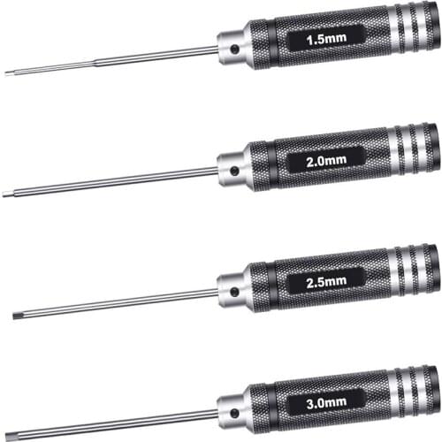 4PCS Hex Screw Driver 1.5mm 2.0mm 2.5mm 3.0mm Hexagon Tool Kit For FPV Racing Drone Heli Airplanes Cars Boat RC Parts