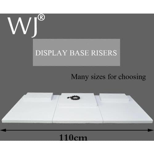 Flat Base Set Modern White Display Base Risers for Jeewlry Display Showcase Store Counter Top Presentation Baseboard Plate Block