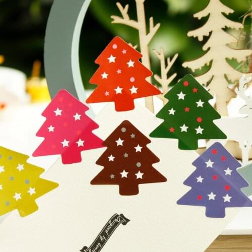 200pcs Creative Christmas Tree Paper Stickers Merry Christmas DIY Colorful Scrapbooking Deco Stickers Gift Package Labels