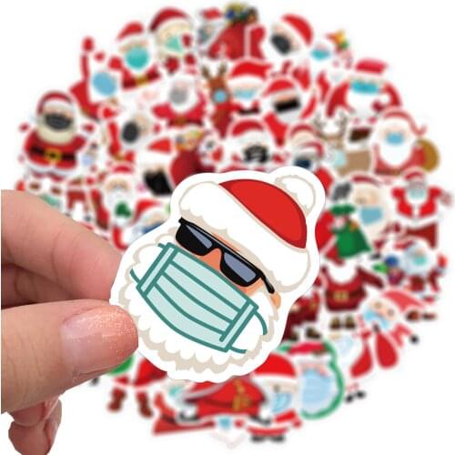 10/50PCS Anime Santa Claus Cute Kawaii Girl Boy Fun Toy Sticker Laptop Water Cup Helmet Christmas Child Gift DIY PVC