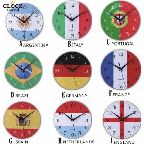 Manufacturer National Flag wall clock Small Wood Silent Clock Creative wall clock for Office Living Room